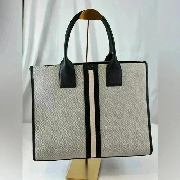 NWT - DKNY Gray with Black Trim Carlita Large Tote - Picture 1 of 12